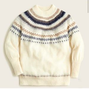 J. Crew Fair Isle Wool Blend Nordic-Pattern Cream Women's Sweater Size L